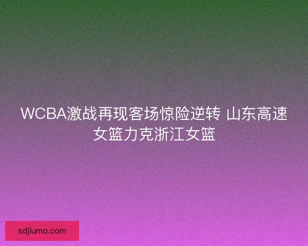 WCBA激战再现客场惊险逆转 山东高速女篮力克浙江女篮