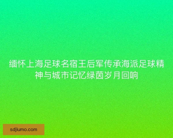 缅怀上海足球名宿王后军传承海派足球精神与城市记忆绿茵岁月回响