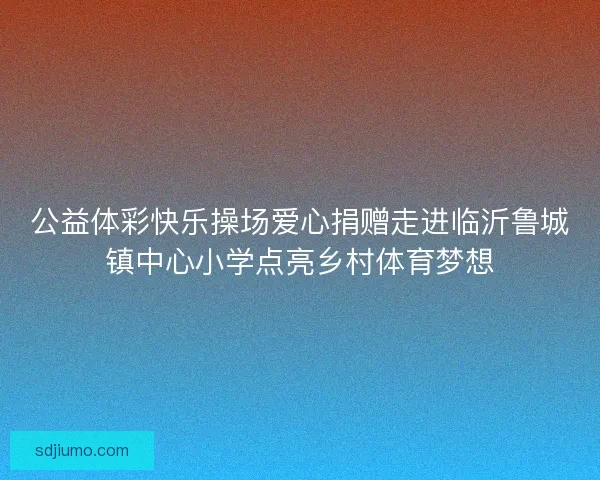 公益体彩快乐操场爱心捐赠走进临沂鲁城镇中心小学点亮乡村体育梦想